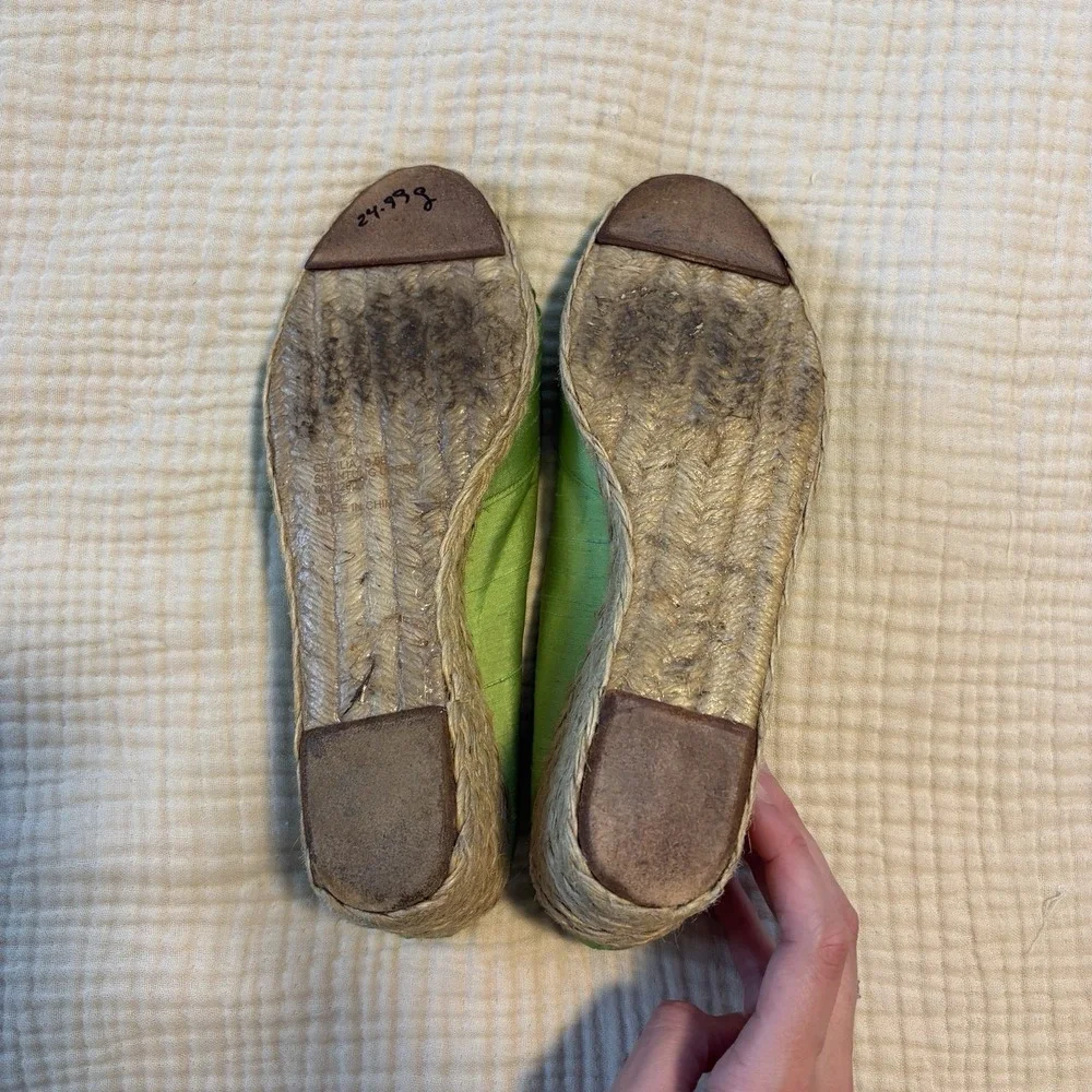 Lauren Ralph Lauren Cecelia Espadrilles Wedge Slip On Shoes Women 8.5 Lime Green